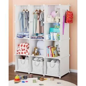 White Baby Closet Organizer for Nursery Durable Baby Wardrobe Armoire for Closet